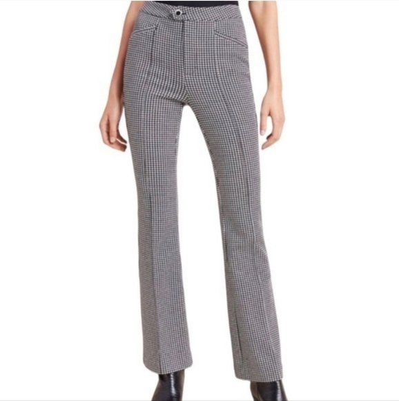 Anthropologie The Essential Trouser Black & White Houndstooth Size 4 - Picture 1 of 11
